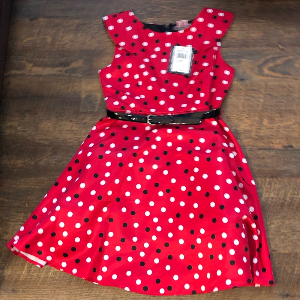 Young Girls Red/ White Polka-Dot Dress